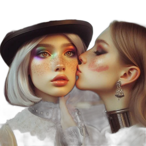 face, hat, photorealistic, fantasy art, oil painting, concept art, pastel, colorful transparent PNG cut-out