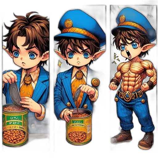 food, comic book art, pixel art, concept art, anime, youthful, male, protagonist transparent PNG cut-out