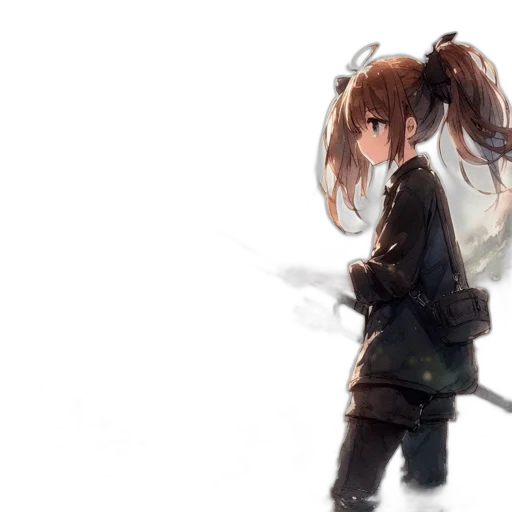 weapon, sword, staff, jacket, anime, concept art, fantasy art, watercolor transparent PNG cut-out