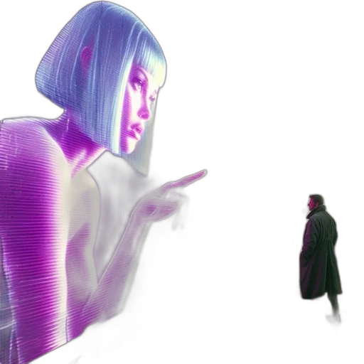 robot, creature, jacket, concept art, cyberpunk, vaporwave, 3d render, outer space transparent PNG cut-out