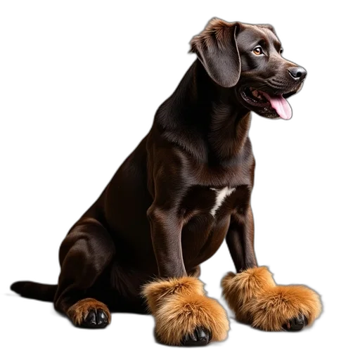 animal, shoes, staff, creature, photorealistic, 3d render, dog, boots transparent PNG cut-out