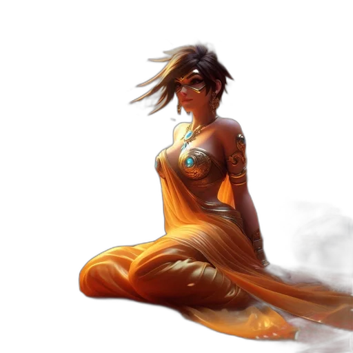 dress, concept art, fantasy art, comic book art, pixel art, underwater, fire, golden transparent PNG cut-out