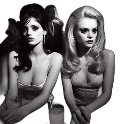 hair, photorealistic, concept art, comic book art, cartoon, two, women, sit transparent PNG cut-out