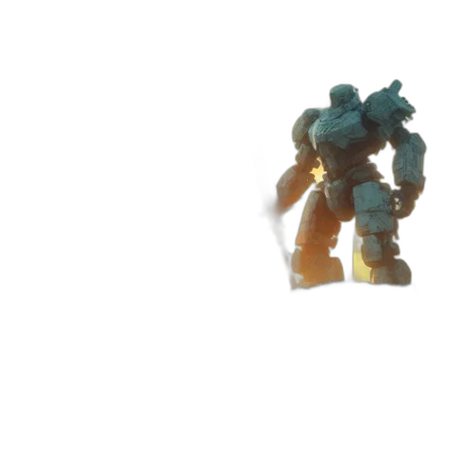 robot, weapon, creature, staff, 3d render, concept art, pixel art, vaporwave transparent PNG cut-out