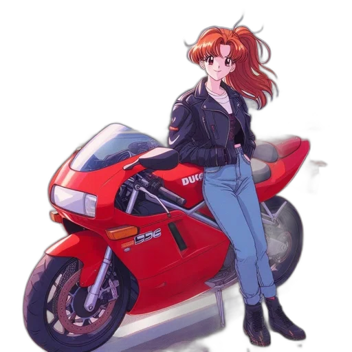 jacket, weapon, car, robot, concept art, anime, vaporwave, pixel art transparent PNG cut-out