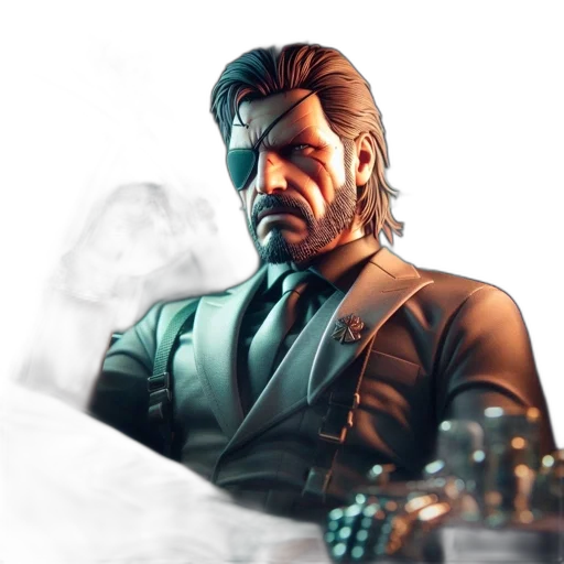 face, jacket, weapon, staff, concept art, cyberpunk, comic book art, 3d render transparent PNG cut-out