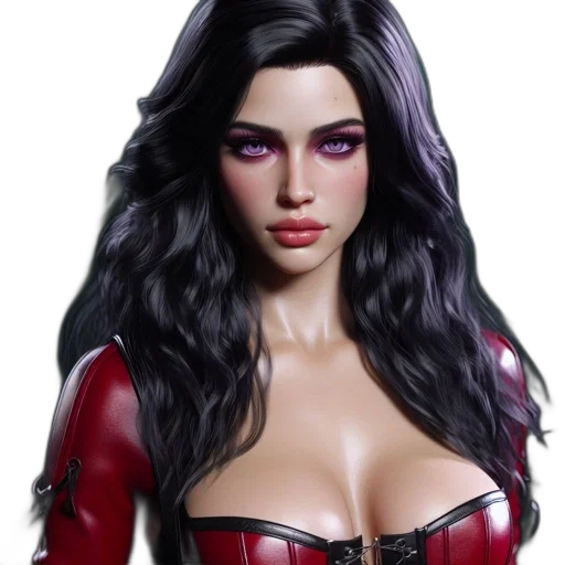 comic book art, fantasy art, concept art, photorealistic, red, lifelike, 3d-rendered, woman transparent PNG cut-out