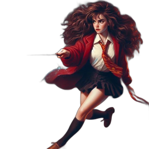 hair, fantasy art, concept art, comic book art, pixel art, young, woman, hogwarts-inspired transparent PNG cut-out