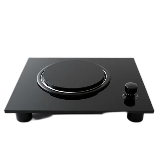 furniture, 3d render, sleek, modern, black, stove, single, burner transparent PNG cut-out