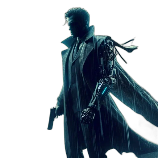 robot, concept art, cyberpunk, 3d render, comic book art, man, mechanical, arm transparent PNG cut-out