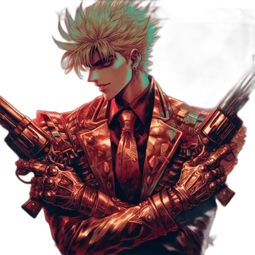 weapon, sword, jacket, staff, concept art, cyberpunk, anime, comic book art transparent PNG cut-out