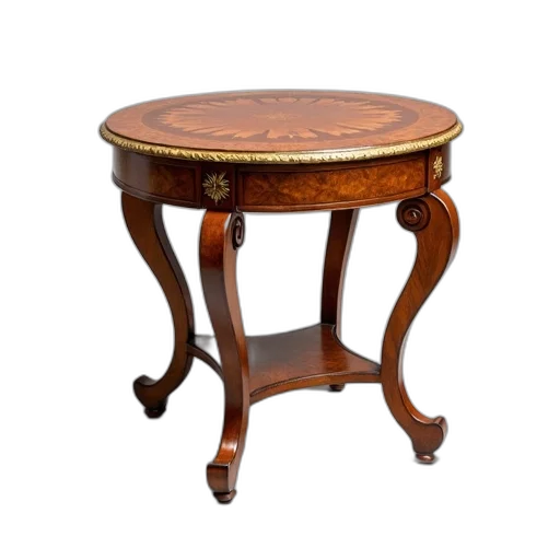 furniture, crown, wooden, table, round, top, four, curved transparent PNG cut-out