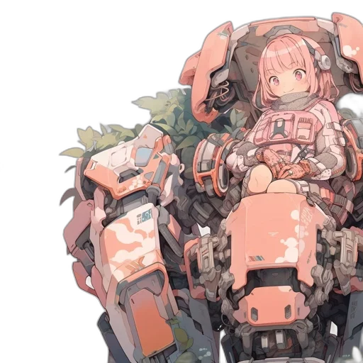 robot, weapon, dress, concept art, anime, cyberpunk, 3d render, image transparent PNG cut-out