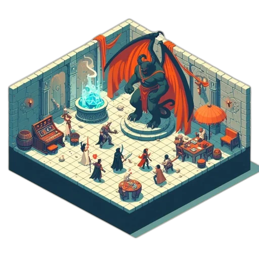 dragon, furniture, staff, pixel art, concept art, fantasy art, 3d render, fire transparent PNG cut-out