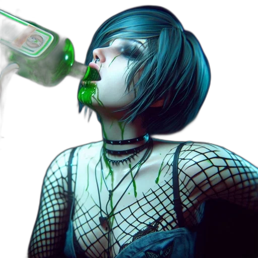 bottle, cyberpunk, concept art, photorealistic, 3d render, neon lights, green, neon transparent PNG cut-out