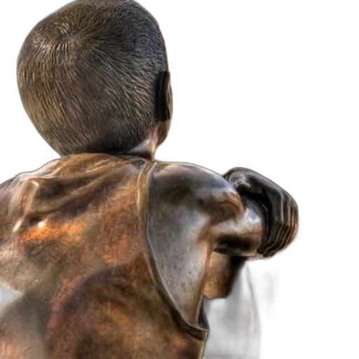 3d render, photorealistic, bronze, statue, person, their, arm, raised transparent PNG cut-out
