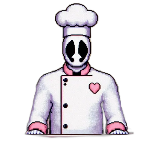 staff, food, robot, jacket, pixel art, concept art, vaporwave, cartoon transparent PNG cut-out
