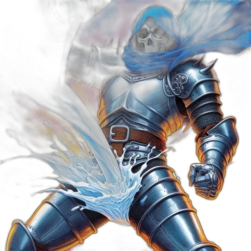 robot, sword, concept art, comic book art, fantasy art, photorealistic, blue, knight transparent PNG cut-out