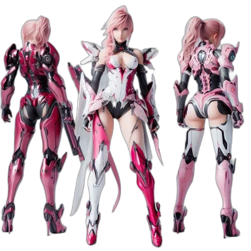 concept art, 3d render, anime, cyberpunk, three, views, display, futuristic transparent PNG cut-out