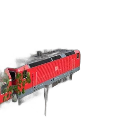 weapon, robot, 3d render, concept art, photorealistic, red, train, tracks transparent PNG cut-out