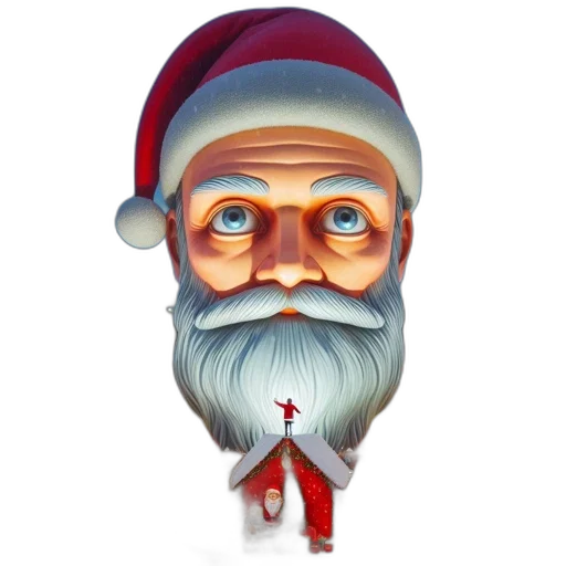 3d render, photorealistic, cartoon, concept art, illuminated, santa, claus, sculpture transparent PNG cut-out