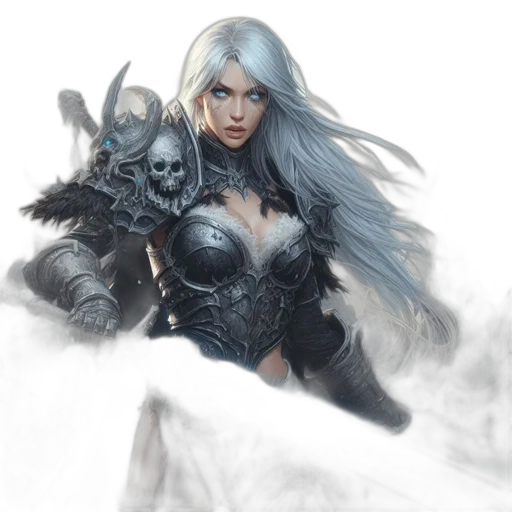 fantasy art, concept art, comic book art, photorealistic, monochrome, dark, blue, armored transparent PNG cut-out