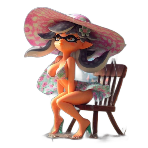 dress, hat, animal, staff, concept art, 3d render, cartoon, watercolor transparent PNG cut-out