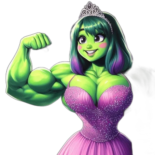 dress, crown, concept art, fantasy art, comic book art, 3d render, green, animated transparent PNG cut-out