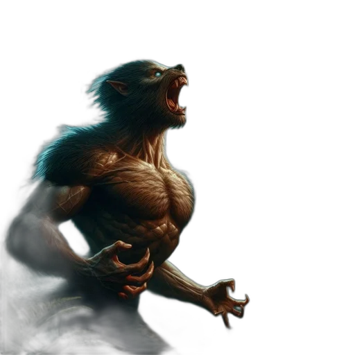 creature, dragon, animal, concept art, fantasy art, comic book art, 3d render, werewolf transparent PNG cut-out