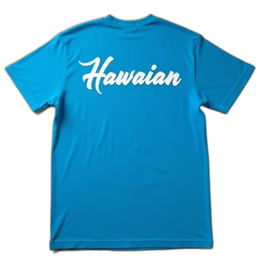 blue, t-shirt, word, hawaiian, written, white, cursive, font transparent PNG cut-out