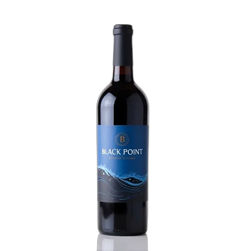 bottle, red, wine, blue, label, featuring, text, black transparent PNG cut-out