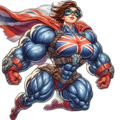 comic book art, concept art, cartoon, fantasy art, female, superhero, soars, above transparent PNG cut-out
