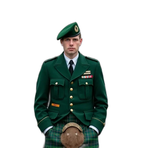 hat, jacket, staff, weapon, concept art, photorealistic, 3d render, green transparent PNG cut-out
