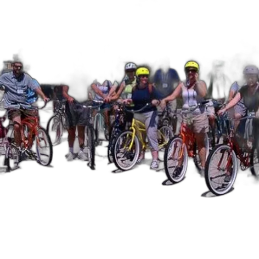 concept art, group, people, bicycles, wearing, helmets, gathered, together transparent PNG cut-out