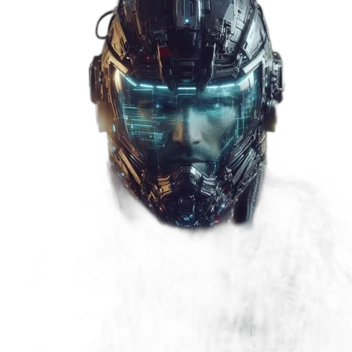 robot, face, mask, weapon, concept art, cyberpunk, photorealistic, fantasy art transparent PNG cut-out
