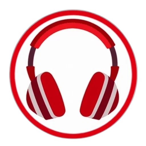 stylized, illustration, pair, headphones, red, border, around, white transparent PNG cut-out