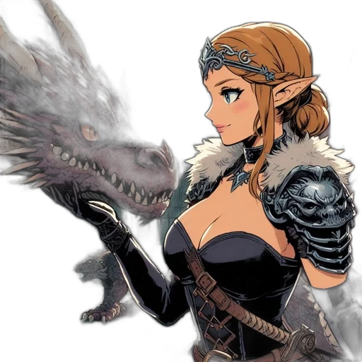dragon, weapon, sword, fantasy art, concept art, comic book art, pixel art, dark transparent PNG cut-out