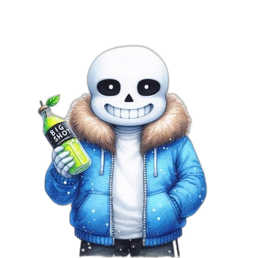 jacket, bottle, food, face, pixel art, concept art, 3d render, cartoon transparent PNG cut-out
