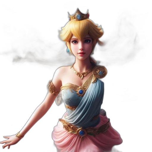 crown, dress, staff, jewelry, fantasy art, concept art, 3d render, pixel art transparent PNG cut-out