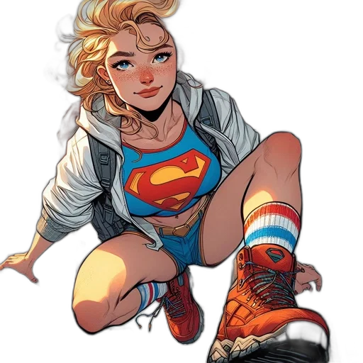 comic book art, concept art, cartoon, pixel art, colorful, neon, young, woman transparent PNG cut-out