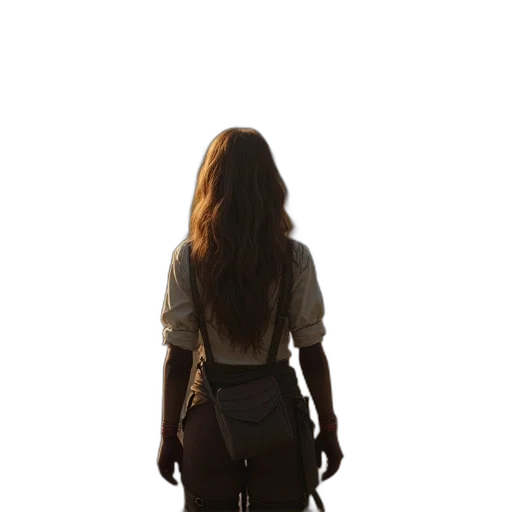 staff, jacket, dress, hair, concept art, 3d render, photorealistic, fantasy art transparent PNG cut-out