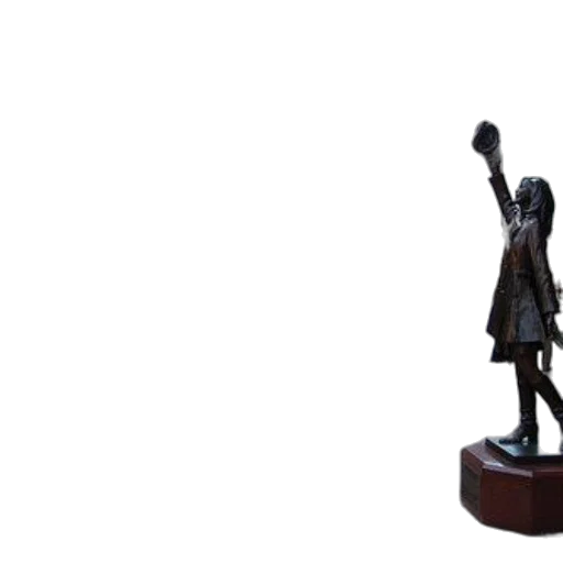 sword, weapon, staff, 3d render, concept art, bronze, statue, girl transparent PNG cut-out