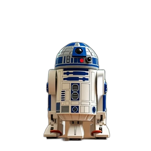 robot, 3d render, concept art, pixel art, photorealistic, lego, r2d2, sitting transparent PNG cut-out