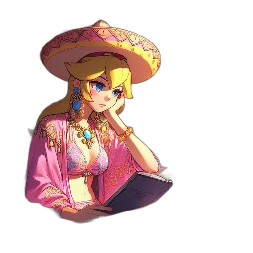 hat, dress, staff, jacket, pixel art, concept art, watercolor, vaporwave transparent PNG cut-out