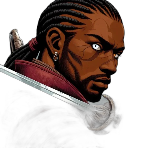 staff, sword, concept art, comic book art, fantasy art, photorealistic, imposing, figure transparent PNG cut-out