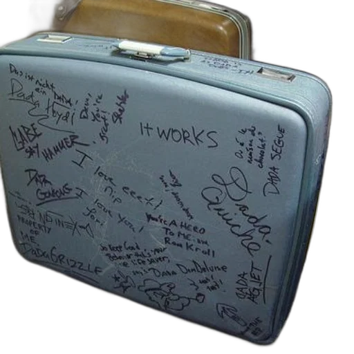 staff, weapon, furniture, blue, suitcase, various, signatures, messages transparent PNG cut-out