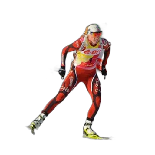robot, concept art, 3d render, photorealistic, pixel art, skier, red, black transparent PNG cut-out