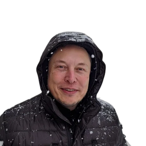 face, jacket, robot, umbrella, photorealistic, snow, man, dark transparent PNG cut-out