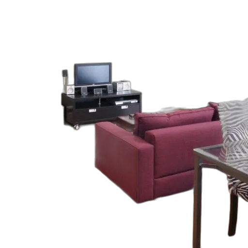 furniture, 3d render, modern, living, room, purple, couch, glass transparent PNG cut-out