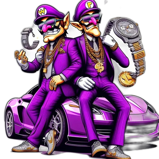 car, concept art, cartoon, pixel art, comic book art, two, lavishly, dressed transparent PNG cut-out